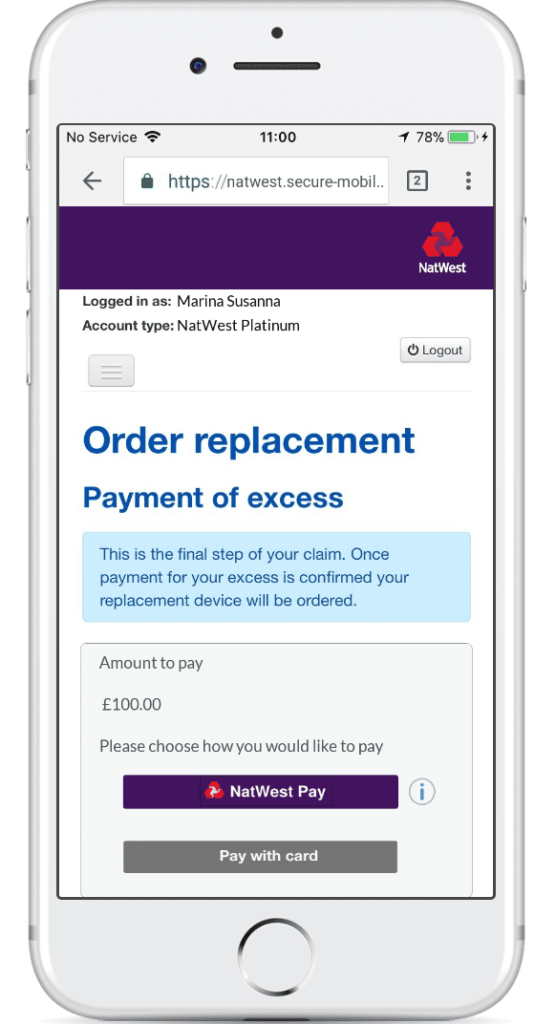 iphone on the natwest website