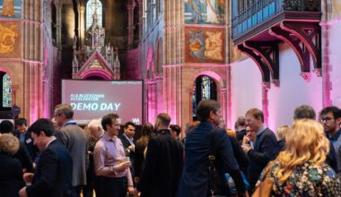 People at the AI & Blockchain Accelerator demo day