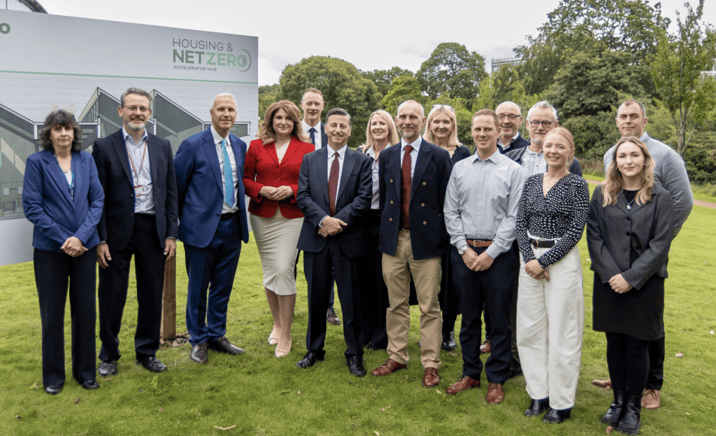 Photo of guests at the launch of the Housing and Net Zero training hubs