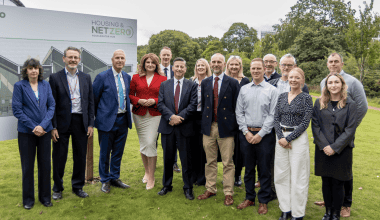 Photo of guests at the launch of the Housing and Net Zero training hubs