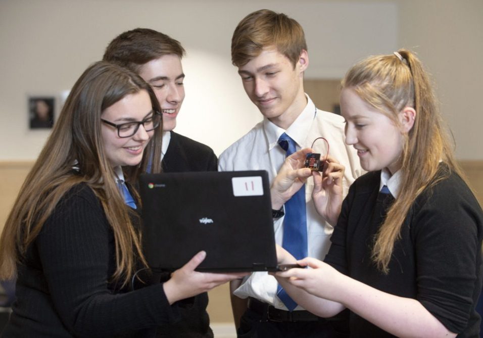 Pupils at Newbattle High School taking part in a workshop