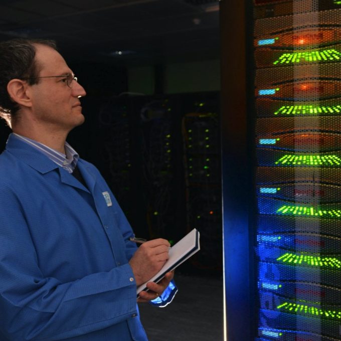 Researcher taking readings